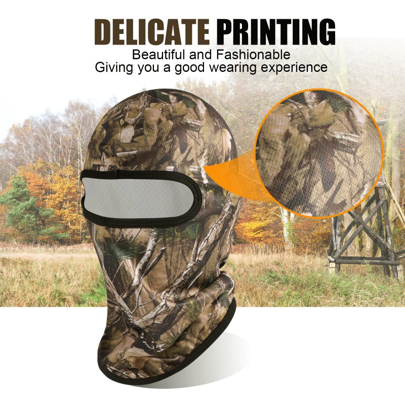 TAGVO Hunting Balaclava Face Mask, Windproof Camouflage Balaclava Tactical Hood Headwear, Helmets Liner for Adults Women and Men Elastic Universal Size - Image 3